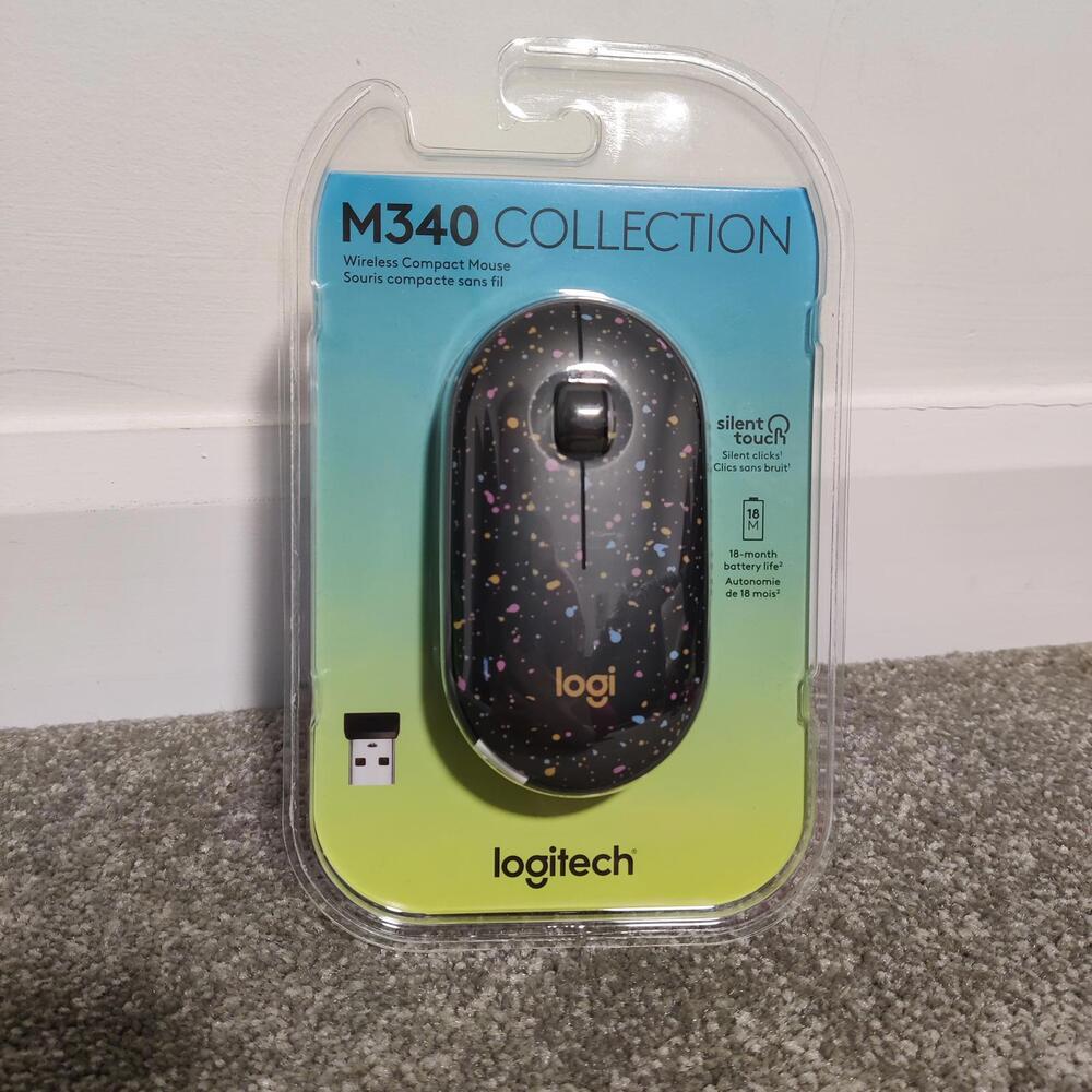 Logitech M340 Collection Wireless Compact Mouse in a "Speckles" design